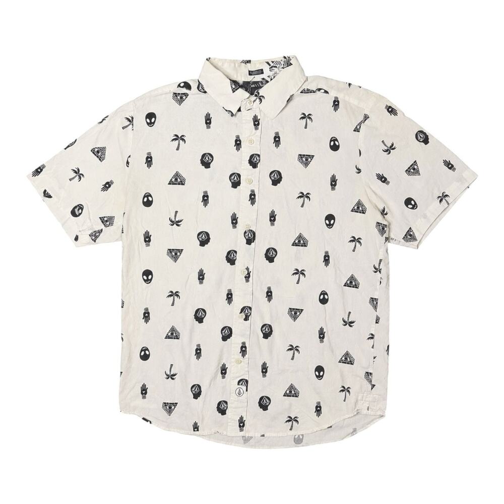 Volcom Classic Fit Mystic Symbols Alien Palm Tree Short Sleeve Button-Up Shirt